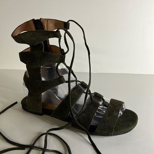Awesome Hipster Gladiator Sandals, Jeffrey Campbell, 7.5 dark olive (army) green